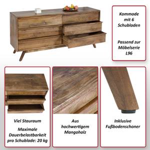 Kommode L96 Braun - Holzart/Dekor - Holz teilmassiv - 150 x 72 x 42 cm