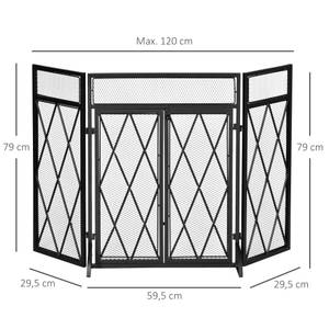 Kaminschirm mit Faltbaren Design 820-241 Schwarz - Metall - 1 x 79 x 120 cm