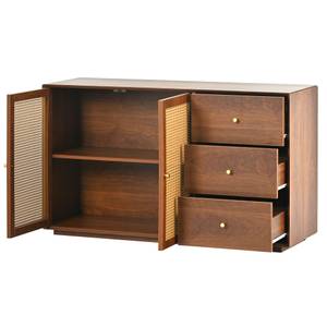 Sideboard Natur Ⅲ Braun - Holzwerkstoff - Polyrattan - 40 x 76 x 130 cm