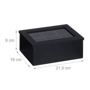 Schwarze Teebox mit 6 Fächern Schwarz - Bambus - Kunststoff - 22 x 9 x 16 cm