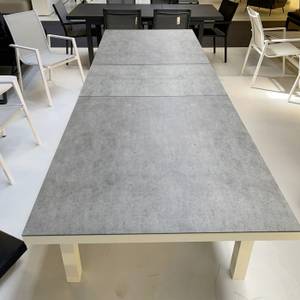 Table de jardin à rallonge Conte Blanc - Céramique - 160 x 76 x 90 cm