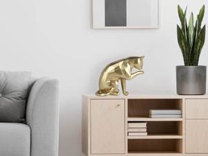 Harz-Skulptur Facettierter Katze Gold