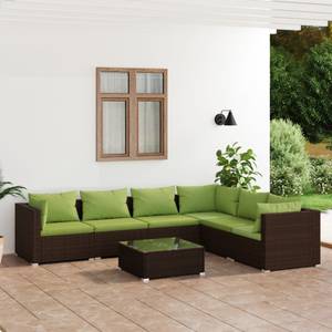 Salon de jardin (lot de 7) 3013632-27 Marron - Vert - Métal - Polyrotin - 60 x 30 x 60 cm