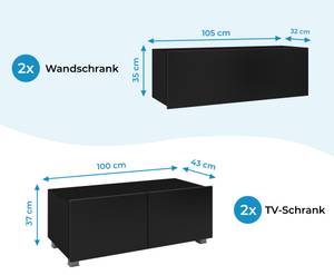 Wohnwand PUNE 24 Schwarz