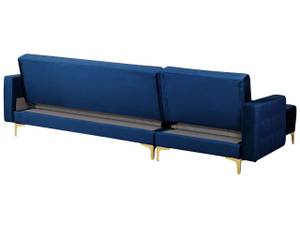 Ecksofa ABERDEEN Blau - Gold - Marineblau - Armlehne davorstehend links - Ecke davorstehend rechts - Schlaffunktion davorstehend rechts