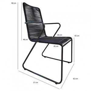 2 chaises jardin noir avec cordage Noir - Métal - 62 x 90 x 57 cm