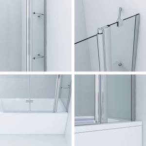 Duschabtrennung Duschwand für Badewanne Silber - Glas - 150 x 140 x 1 cm