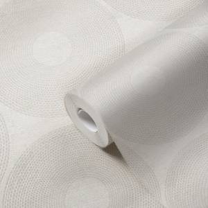 Papier peint Cercles Blanc Gris Gris - Blanc