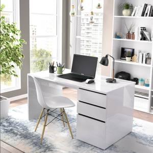 Bureau Lagoni Blanc Blanc - Bois manufacturé - 139 x 75 x 60 cm