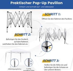 Faltpavillon NP10894 Weiß - Metall - Kunststoff - 295 x 255 x 295 cm