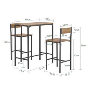 Table + 2 x Tabourets de Bar OGT03-XL Marron - Bois manufacturé - 89 x 100 x 45 cm