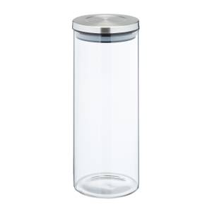 Vorratsgläser 4er Set je 1,5 Liter Silber - Glas - Metall - Kunststoff - 10 x 24 x 10 cm