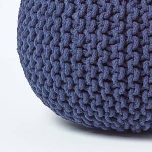 Runder Strickpouf 100% Baumwolle Nachtblau