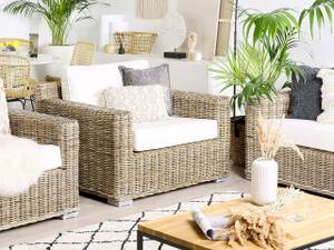 Lounge Set ARDEA 3-tlg Blau - Weiß - Rattan - 194 x 70 x 90 cm