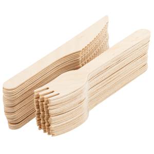 Einwegbesteck Set aus Birkenholz 50tlg Holzwerkstoff - Holzart/Dekor - 17 x 2 x 12 cm