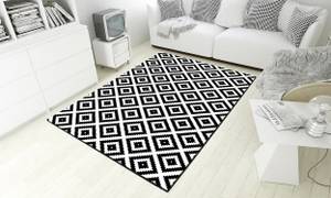 Black&White Kariert Teppich Schwarz - Textil - 80 x 6 x 150 cm