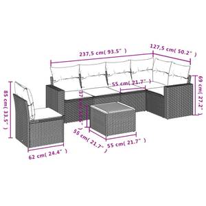 Gartensitzgruppe K4664(7-tlg) Schwarz - Massivholz - 69 x 62 x 62 cm