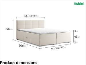 Boxspringbett Elizabeth Creme - Breite: 166 cm - H4