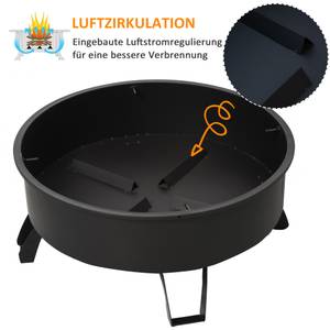 2-in-1 Feuerschale 842-177 Schwarz - Metall - 76 x 50 x 76 cm