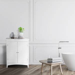 Bodenschrank, Badezimmerschrank Weiß - Holzwerkstoff - Massivholz - 33 x 82 x 66 cm
