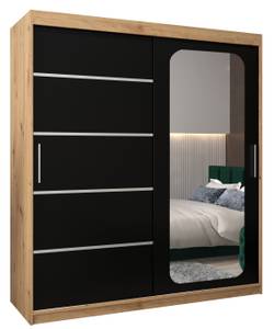 Armoire à portes coulissantes promo v2 Noir - Imitation chêne - Largeur : 180 cm - 2 porte