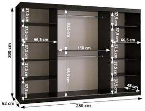 SCHWEBETÜRENSCHRANK DOME Breite: 250 cm - Schwarz