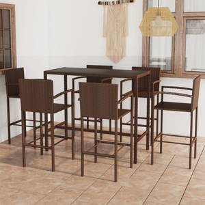 Bar-Set (7-teilig) 3008723-3 Braun - Kunststoff - Polyrattan - 60 x 110 x 130 cm