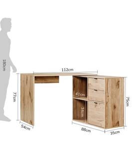 Eckschreibtisch mit Regal Der Produktive Eiche Dekor - 112 x 54 cm