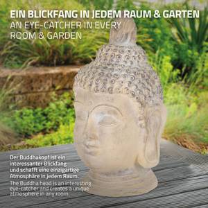 Buddha Kopf Figur 45x39x78 cm Beige/Grau Kunststoff - 39 x 78 x 45 cm