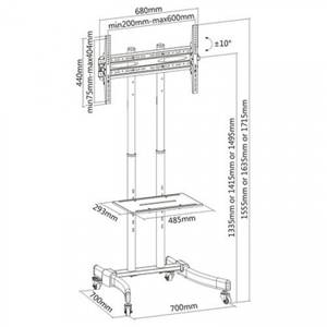 TV-Ständer LUMT1030T Schwarz - Metall - 70 x 171 x 70 cm