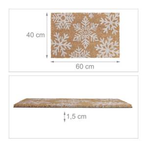 Kokos Fußmatte Schneeflocken Braun - Weiß - Naturfaser - Kunststoff - 60 x 2 x 40 cm