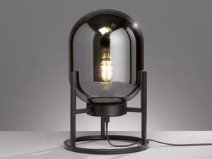 LED Tischlampe Nachttischlampe Rauchglas Schwarz - Glas - Metall - 21 x 34 x 34 cm
