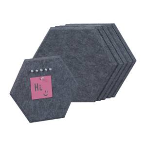 Graue Filzpinnwand Sechsecke 6er Set Grau - Textil - 30 x 26 x 1 cm