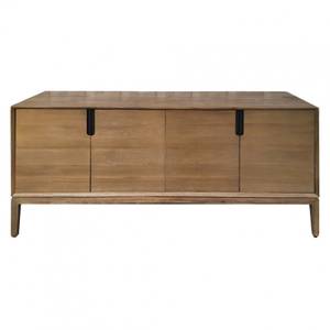 Buffet acacia poignées métal noir KASSIA Marron - Métal - 180 x 80 x 45 cm