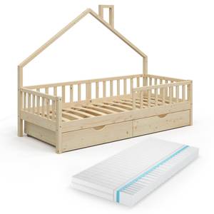 Lit cabane Noemi 200cm, matelas & tiroir Bois