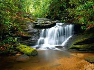 Fototapete Wasserfall Grün - Naturfaser - Textil - 360 x 270 x 270 cm