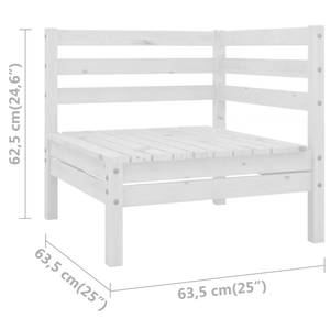 Garten-Lounge-Set (3-teilig) Weiß - Massivholz - Holzart/Dekor - 64 x 63 x 64 cm