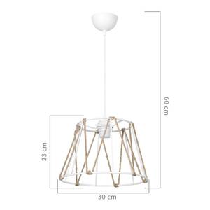 Suspension Halifax E27 blanc / naturel Blanc - Matière plastique - 30 x 60 x 30 cm