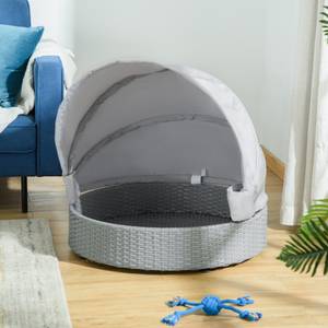 Hundehütte D02-104 Grau - Polyrattan - 76 x 60 x 76 cm