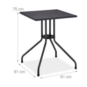 Gartentisch in schwarzer Holzoptik Schwarz - Metall - Kunststoff - 61 x 75 x 61 cm