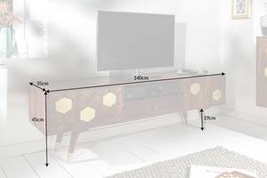 TV-Board MYSTIC LIVING Braun - Gold - Massivholz - 140 x 45 x 35 cm