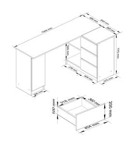 Grand bureau d'angle B20 droit CLP Imitation chêne marron-noir - Blanc