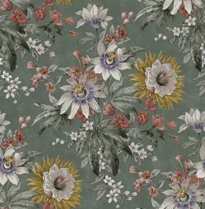 Vliestapete Elegant Blume Grün - Papier - Kunststoff - Textil - 52 x 52 x 1000 cm