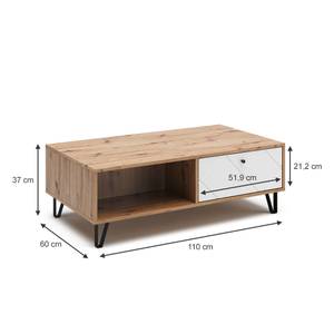 Couchtisch Nizza 40256 Eiche Sand Dekor - Weiß - 110 x 37 x 60 cm