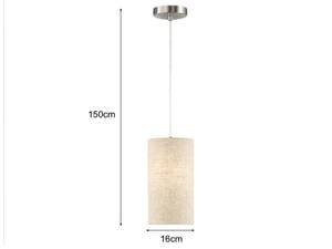 LED Pendelleuchte Esstischlampe Beige Beige - Silber - Metall - Textil - 16 x 150 x 16 cm