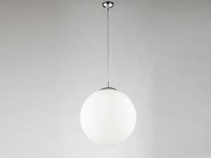 LED Pendelleuchte Kugelglas Weiß Ø35cm Weiß - Glas - Metall - 35 x 100 x 35 cm