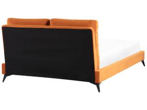 Lit double MELLE Noir - Orange - Largeur : 156 cm