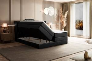 Boxspringbett VILA KING Hochglanz Schwarz - Breite: 200 cm