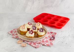 Dr. Oetker Muffinform 12er Cups 34 cm Rot - Kunststoff - 27 x 35 x 3 cm