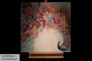Acrylbild handgemalt Stolze Farbenpracht Massivholz - Textil - 80 x 80 x 4 cm